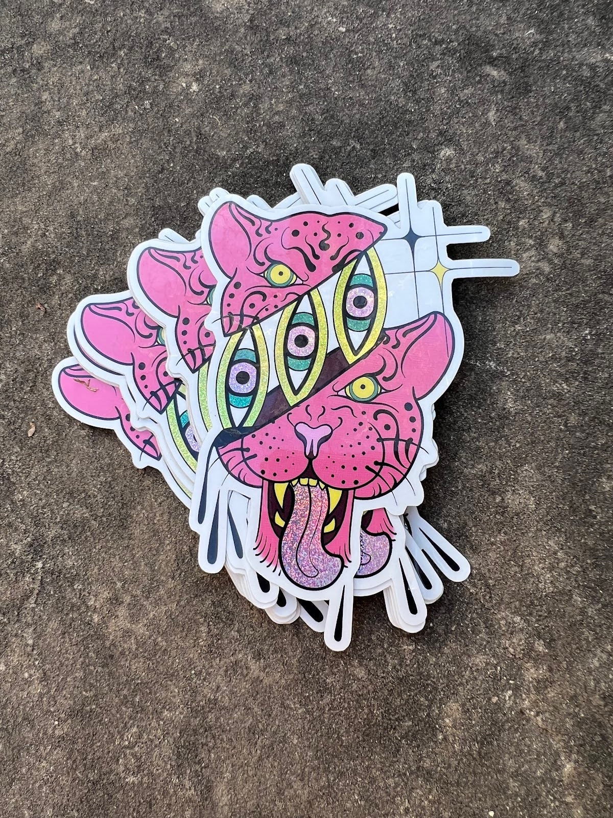 Glitter leopard sticker