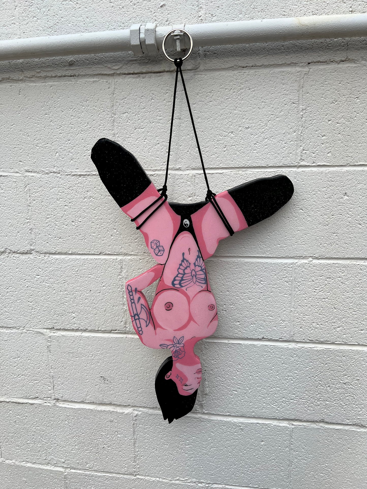 Tattooed Shibari Gal — Mixed Media Epoxy Wall Hanging Painting