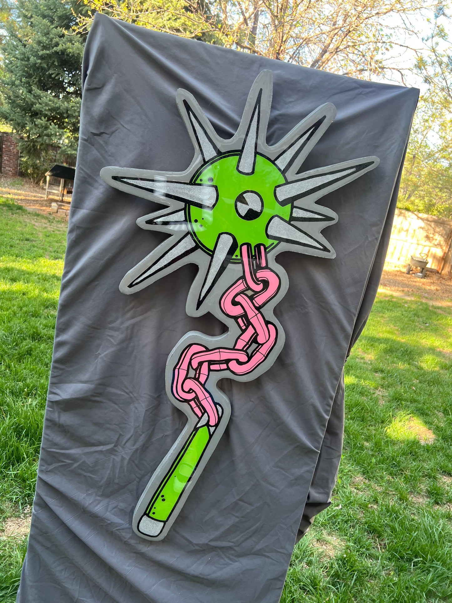 Dragon Destroyer Flail | Hand-Painted Glitter Epoxy Wall Art