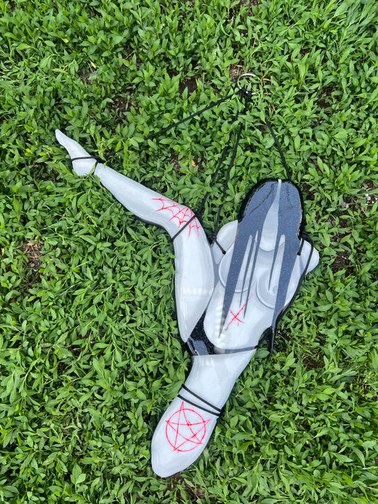 Spooky Shibari Girl | Hand-Painted Epoxy Wall Hanging