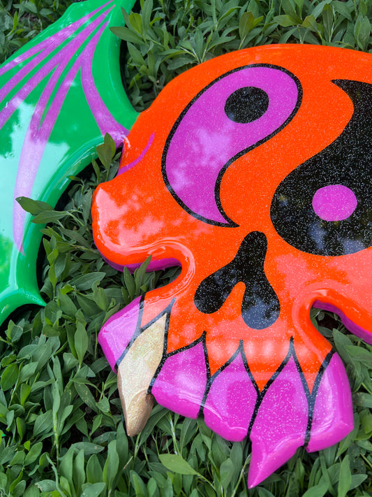 YIN YANG skull MDF painted cutout